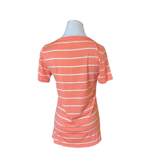 Icebreaker Womens Merino Wool T-Shirt Size M Coral Striped Sustainable Granola - Picture 3 of 11